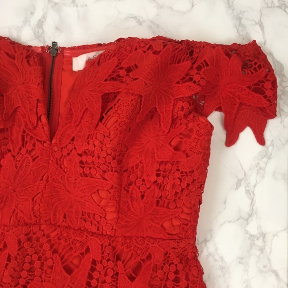 LAST DAY TO PURCHASE! ASTR The Label Daniel Off-the-Shoulder Lace Dress - Picture 6 of 16